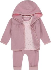 Dirkje newborn baby vest + longsleeve + broek set van 3 roze lichtroze