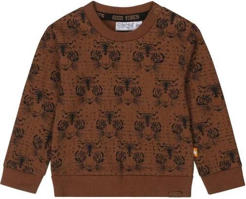 Dirkje sweater met all over print bruin