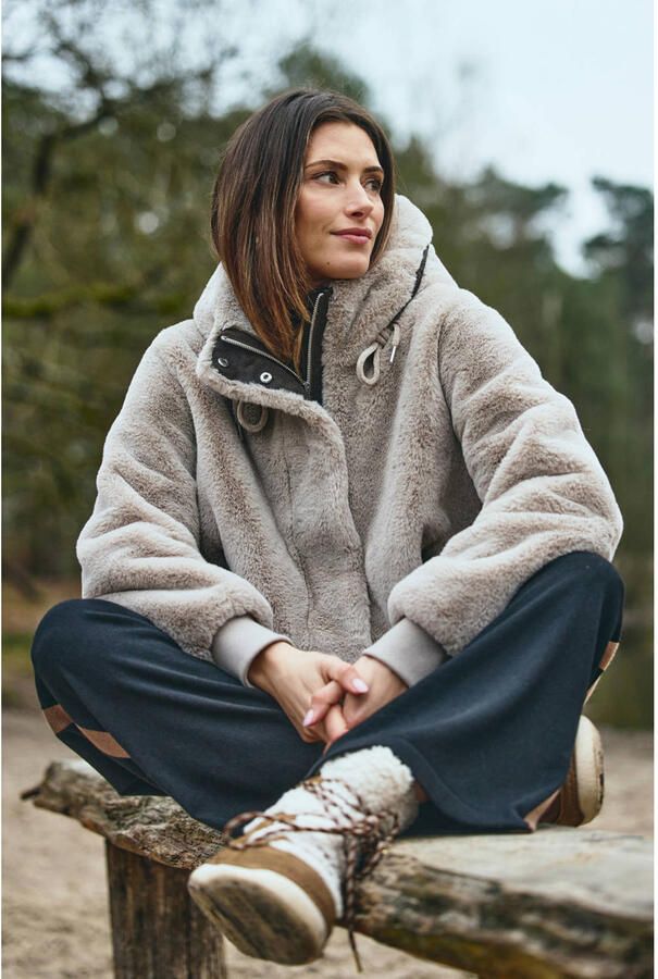 District faux fur jas beige - Foto 2