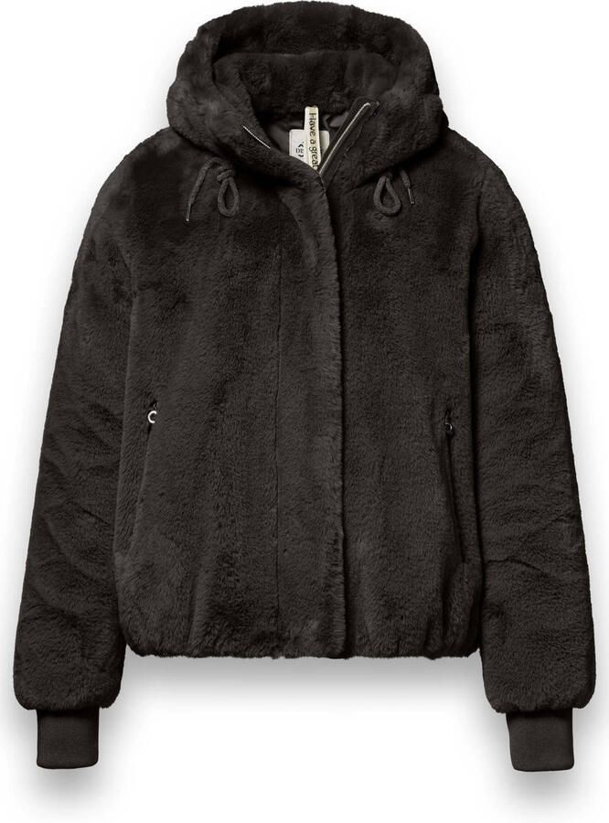 District faux fur jas bruin