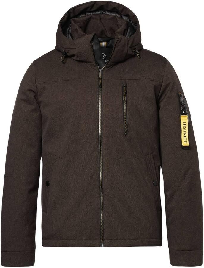 District gewatteerde winterjas dark brown