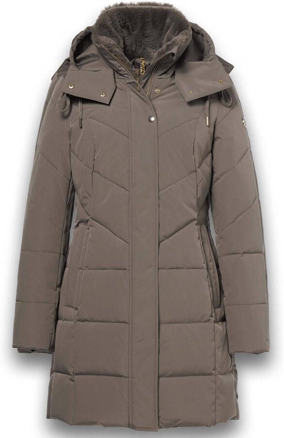 District gewatteerde winterjas taupe