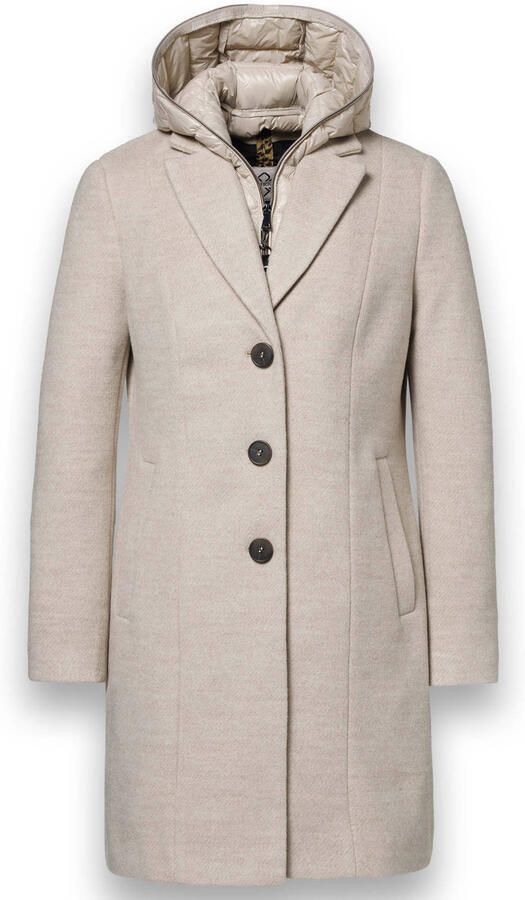 District wintermantel met wol beige