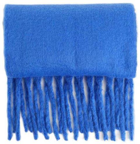 WE Fashion sjaal met franjes blauw