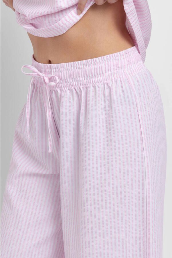 Dorina Curve seersucker pyjamabroek Diana wit roze - Foto 3
