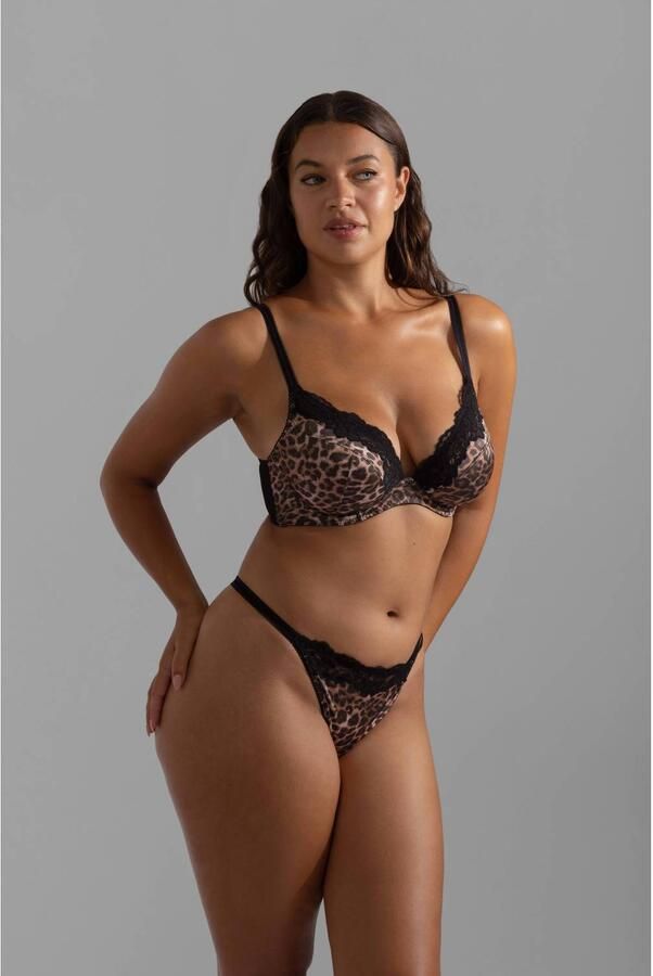 Dorina string met panterprint bruin