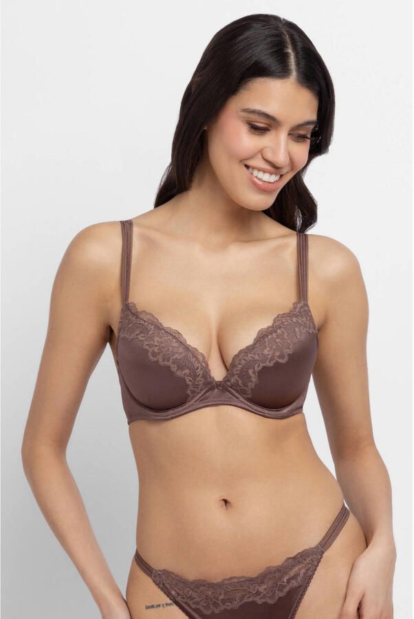 Dorina voorgevormde push-up bh Origins (set van 2) bruin roze