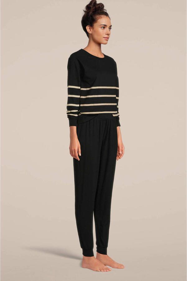 Dreamcovers pyjama met strepen zwart ecru - Foto 4