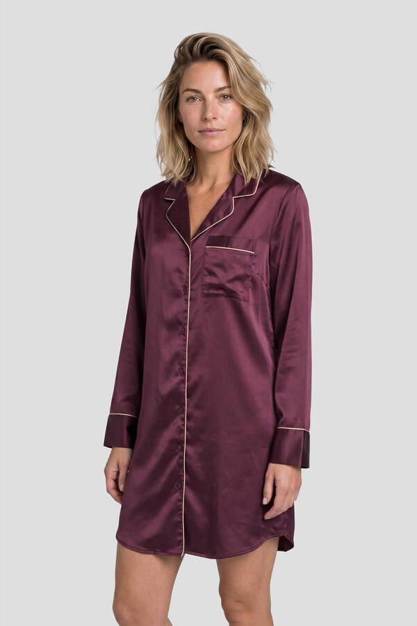 Dreamcovers satijnlook nachthemd bordeaux