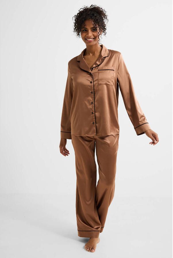 Dreamcovers satijnlook pyjama lichtbruin