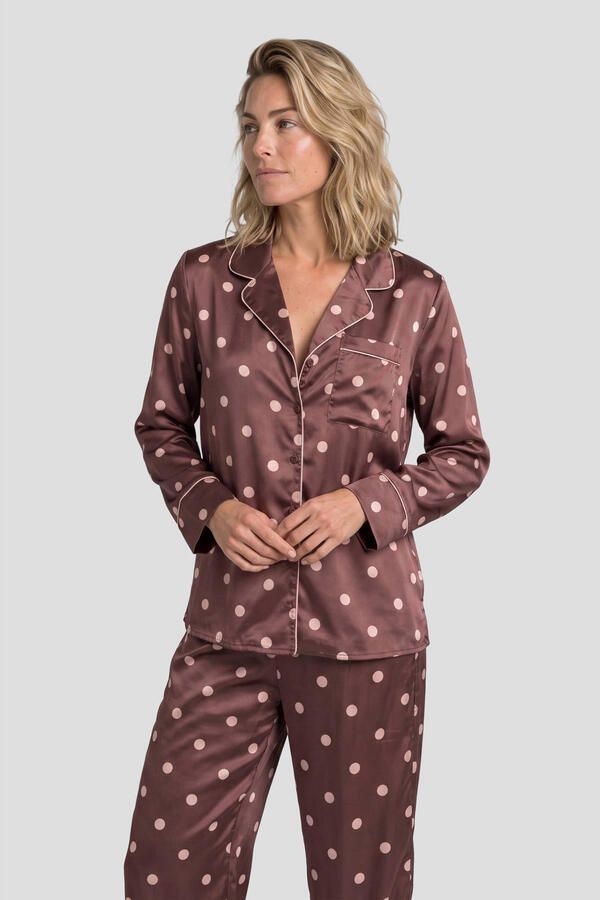 Dreamcovers satijnlook pyjama set bruin oudroze
