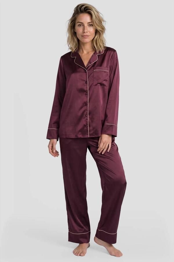 Dreamcovers satijnlook pyjamaset bordeaux