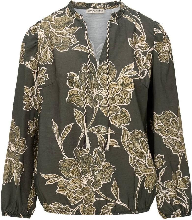 Dreamstar gebloemde blousetop olijfgroen