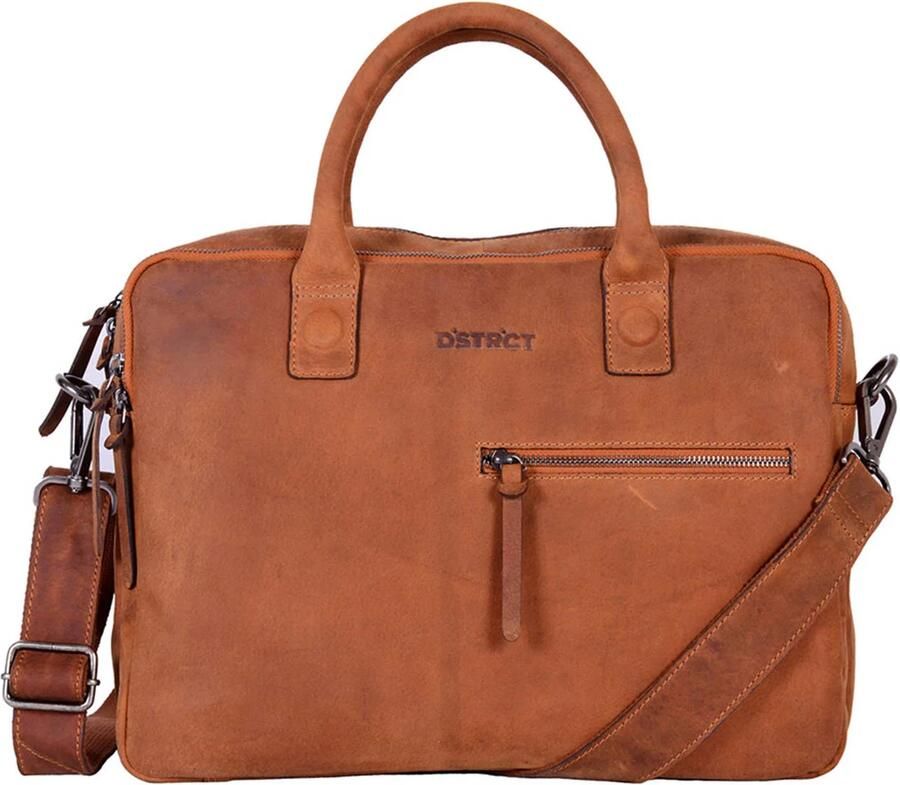 DSTRCT 15.4 inch leren laptoptas Bravo cognac