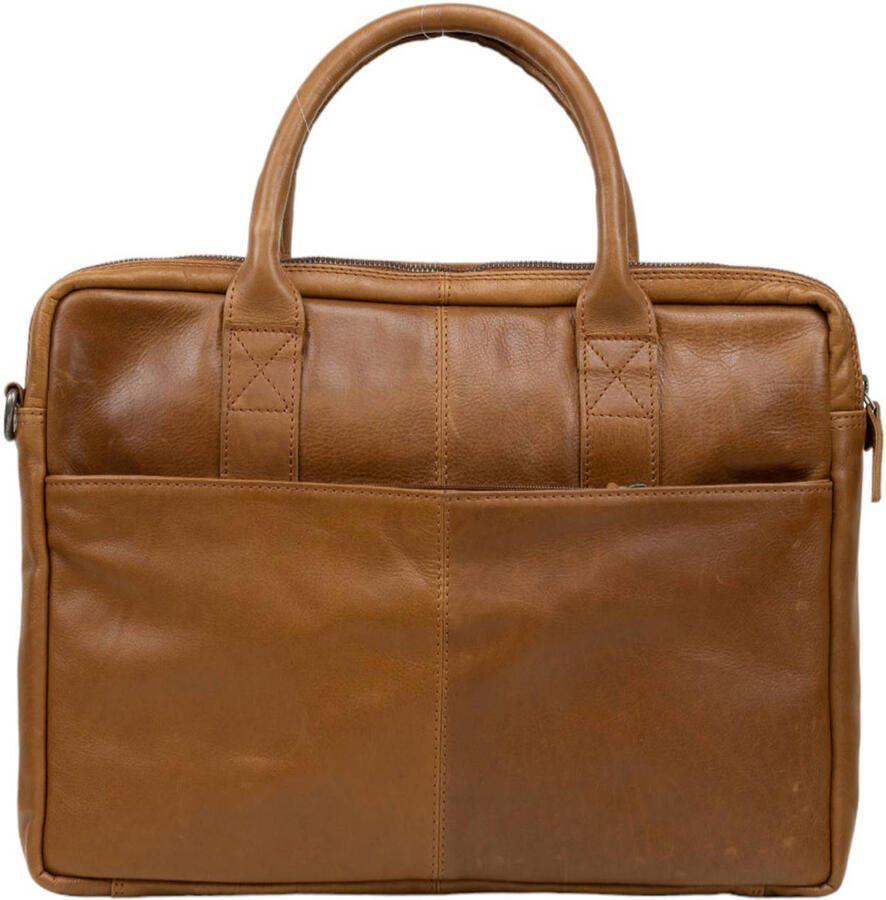 DSTRCT 15.6 leren laptoptas cognac