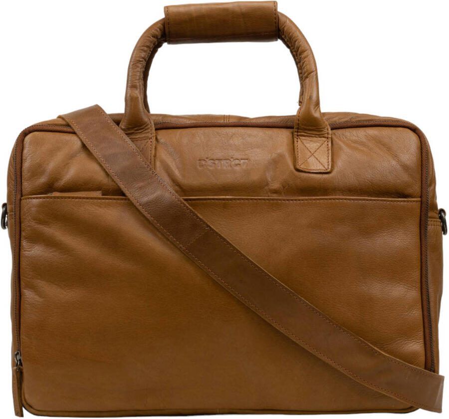 DSTRCT 17 leren laptoptas State Street cognac