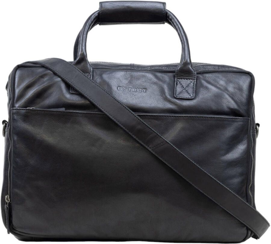 DSTRCT 17 leren laptoptas State Street zwart