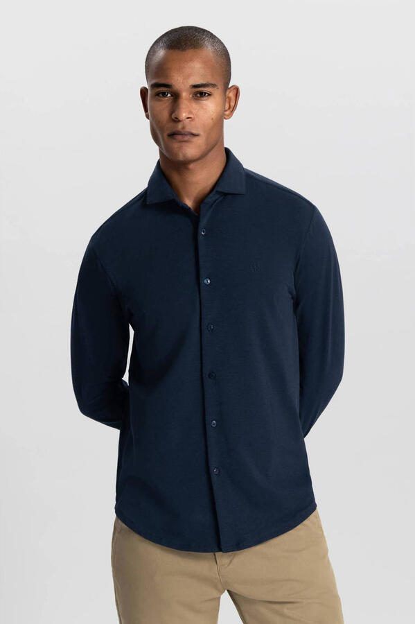 Dstrezzed casual overhemd jersey donkerblauw