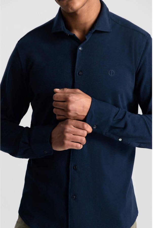 DSTREZZED Heren Overhemden Kirk Shirt Melange Pique Donkerblauw - Foto 5