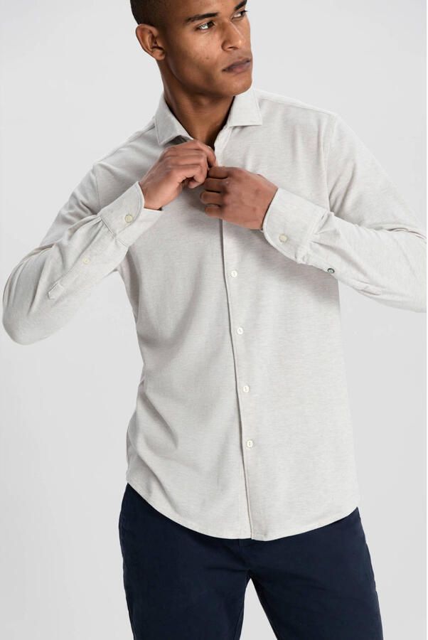 Dstrezzed Heren Overhemden Shirt Melange Pique White Heren - Foto 5