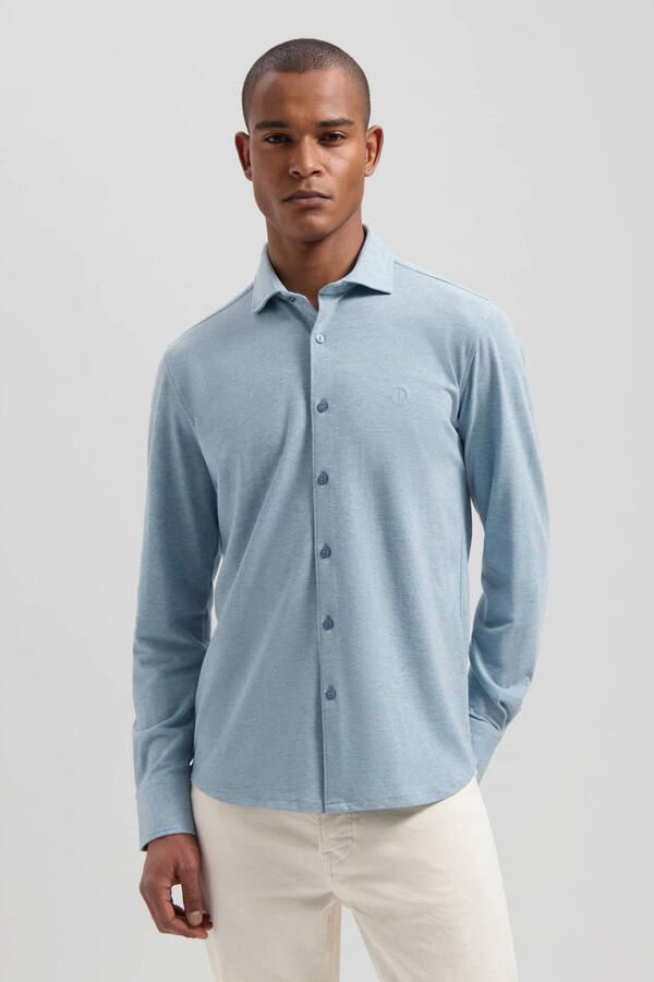 DSTREZZED Heren Overhemden Kirk Shirt Melange Pique Blauw - Foto 7