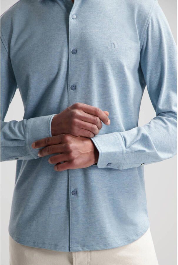 DSTREZZED Heren Overhemden Kirk Shirt Melange Pique Blauw - Foto 5