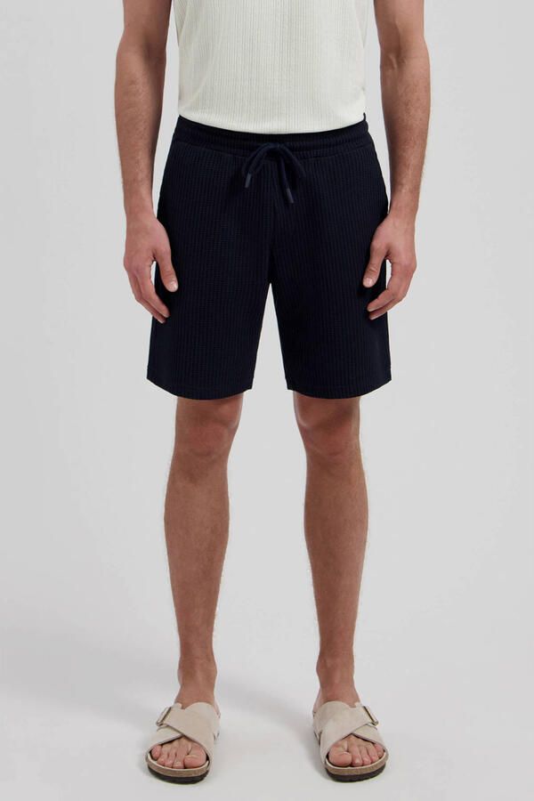 DSTREZZED Heren Broeken Logan Waffle Sweatshort Donkerblauw - Foto 5