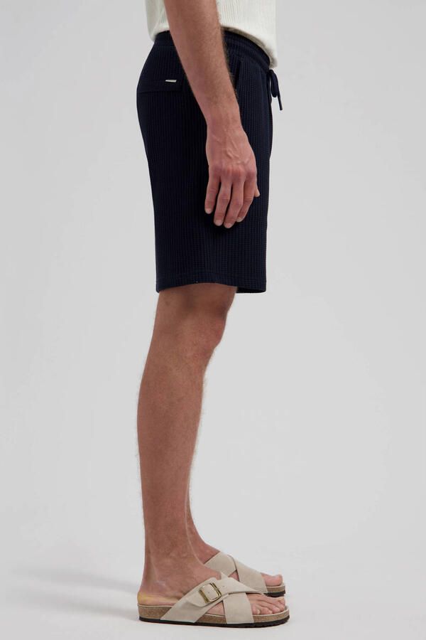 DSTREZZED Heren Broeken Logan Waffle Sweatshort Donkerblauw - Foto 6