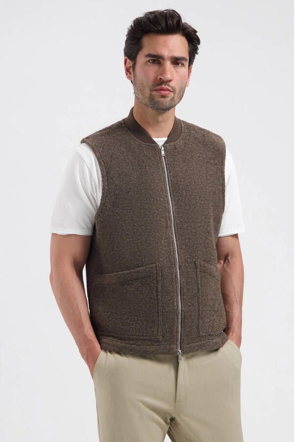 Dstrezzed gebreid teddy vest vintage khaki
