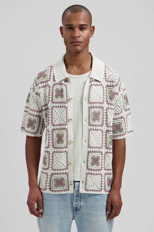 Dstrezzed loose casual overhemd crochet ecru