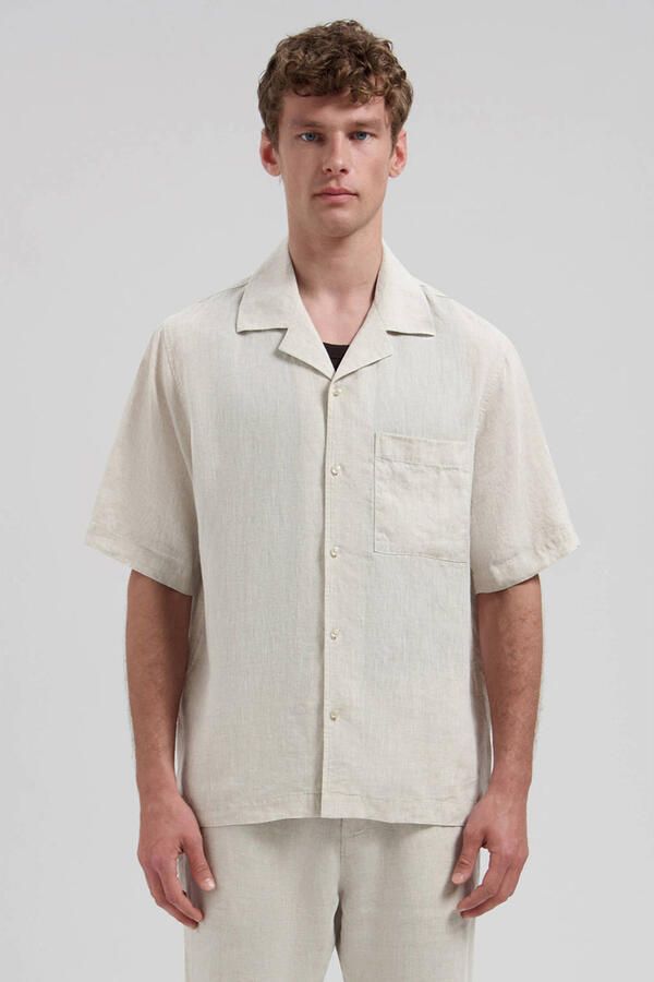 Dstrezzed loose casual overhemd met linnen ecru
