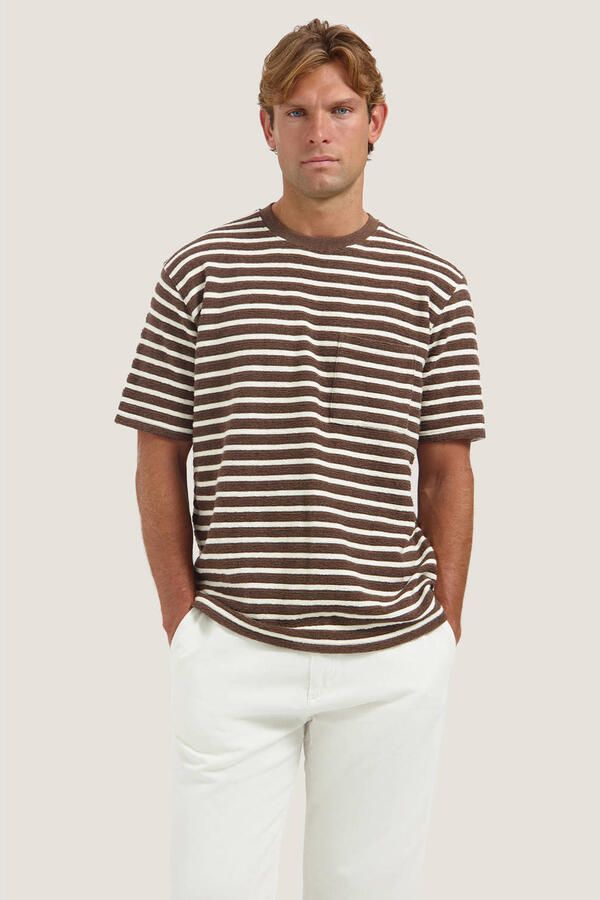 Dstrezzed oversized gestreept T-shirt donkerbruin