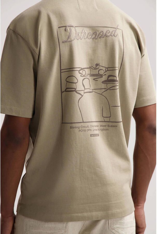 Dstrezzed oversized T-shirt met backprint kaki - Foto 2