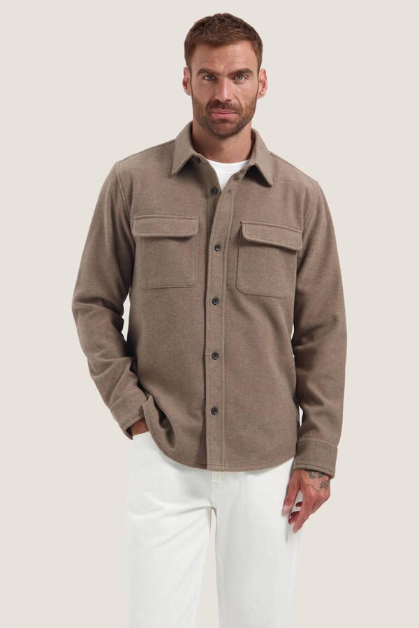 Dstrezzed regular fit gemêleerd overshirt bruin - Foto 5
