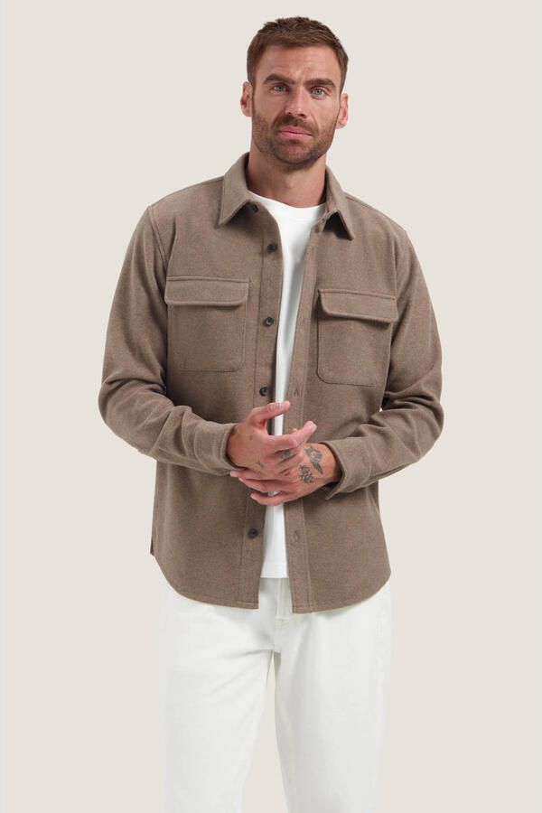 Dstrezzed regular fit gemêleerd overshirt bruin - Foto 6