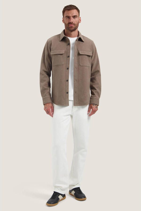 Dstrezzed regular fit gemêleerd overshirt bruin - Foto 7