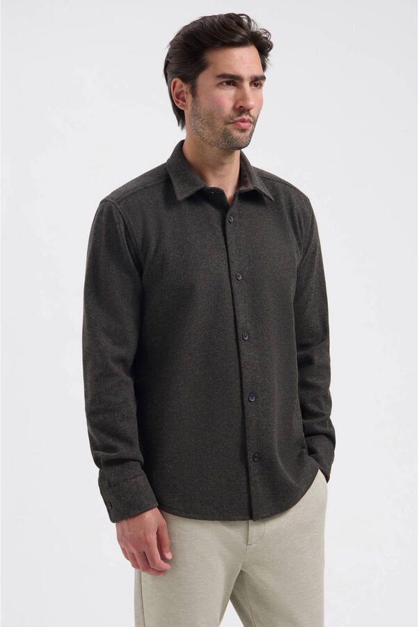 Dstrezzed regular fit gemêleerd overshirt donkerbruin