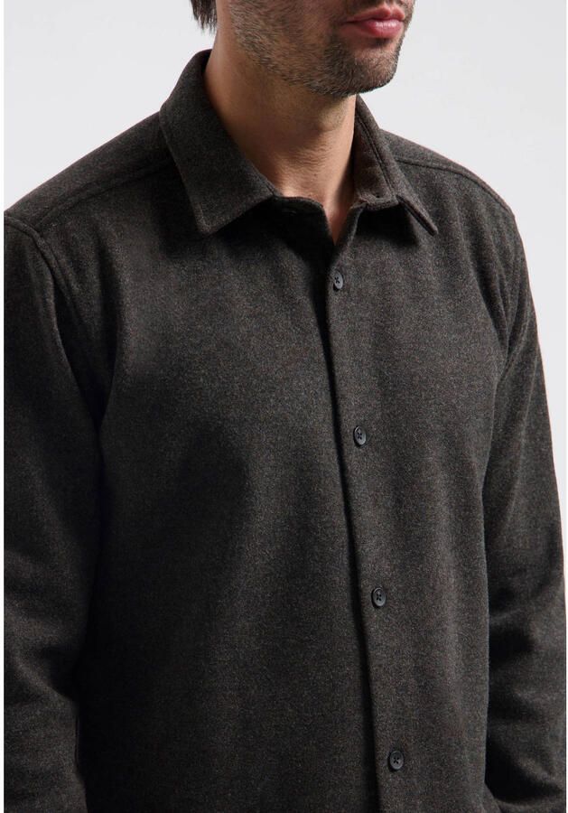 Dstrezzed regular fit gemêleerd overshirt donkerbruin - Foto 2