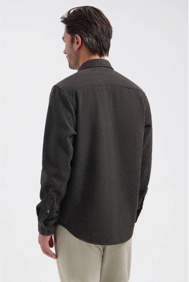 Dstrezzed regular fit gemêleerd overshirt donkerbruin - Foto 3