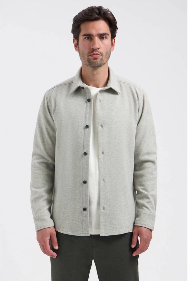 Dstrezzed regular fit gemêleerd overshirt lichtgrijs