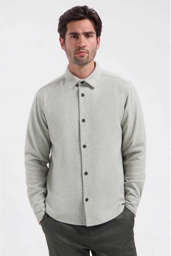Dstrezzed regular fit gemêleerd overshirt lichtgrijs - Foto 3