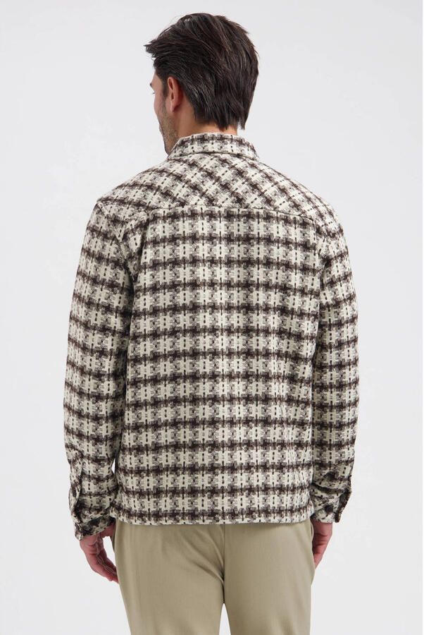 Dstrezzed regular fit geruit overshirt donkerbruin - Foto 3