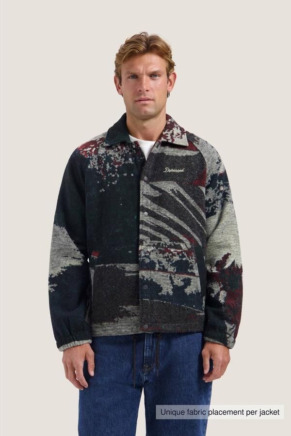 Dstrezzed regular fit jacquard overshirt met print en wol groen