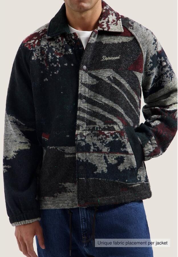 Dstrezzed regular fit jacquard overshirt met print en wol groen - Foto 2