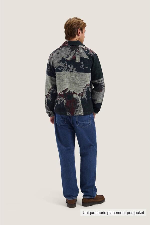 Dstrezzed regular fit jacquard overshirt met print en wol groen - Foto 3
