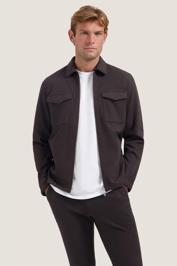 Dstrezzed regular fit overshirt donkerbruin