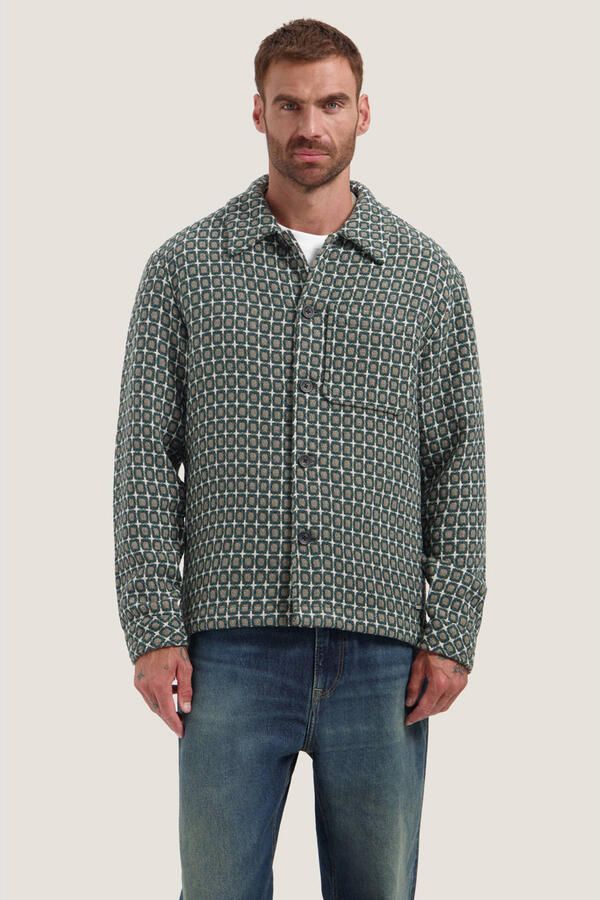 Dstrezzed regular fit overshirt met print en wol groen