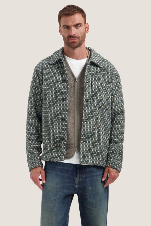 Dstrezzed regular fit overshirt met print en wol groen - Foto 2
