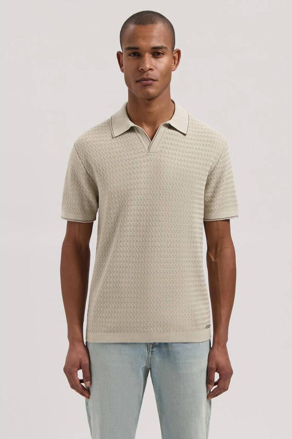 Dstrezzed regular polo gebreid beige - Foto 2