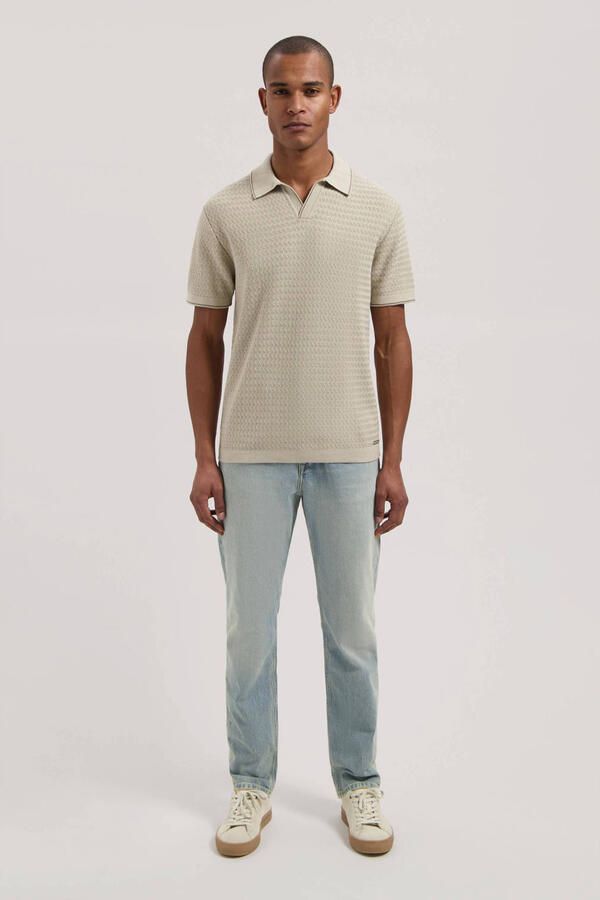 Dstrezzed regular polo gebreid beige - Foto 3